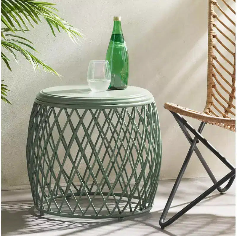 Tables d'appoint d'extérieur, Table d'appoint en fer - Finition verte pour salon/chambre à coucher