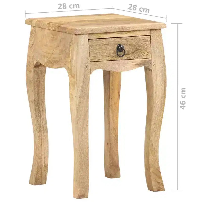 vidaXL Table de chevet Marron naturel Bois de manguier massif Meuble de chevet compact