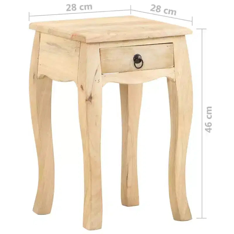 vidaXL Table de chevet Marron naturel Bois de manguier massif Meuble de chevet compact