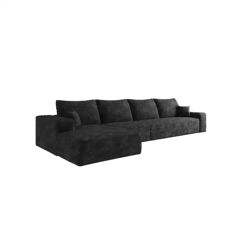 Canapé sectionnel nuage en tissu velours côtelé gris peluche de 135 pouces avec méridienne en forme de L, canapé modulaire moderne pour salon d'appartement