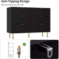 Acekool 6 Drawer Dresser, Fluted Chest with Handles, Modern Storage Cabinet for Living Room