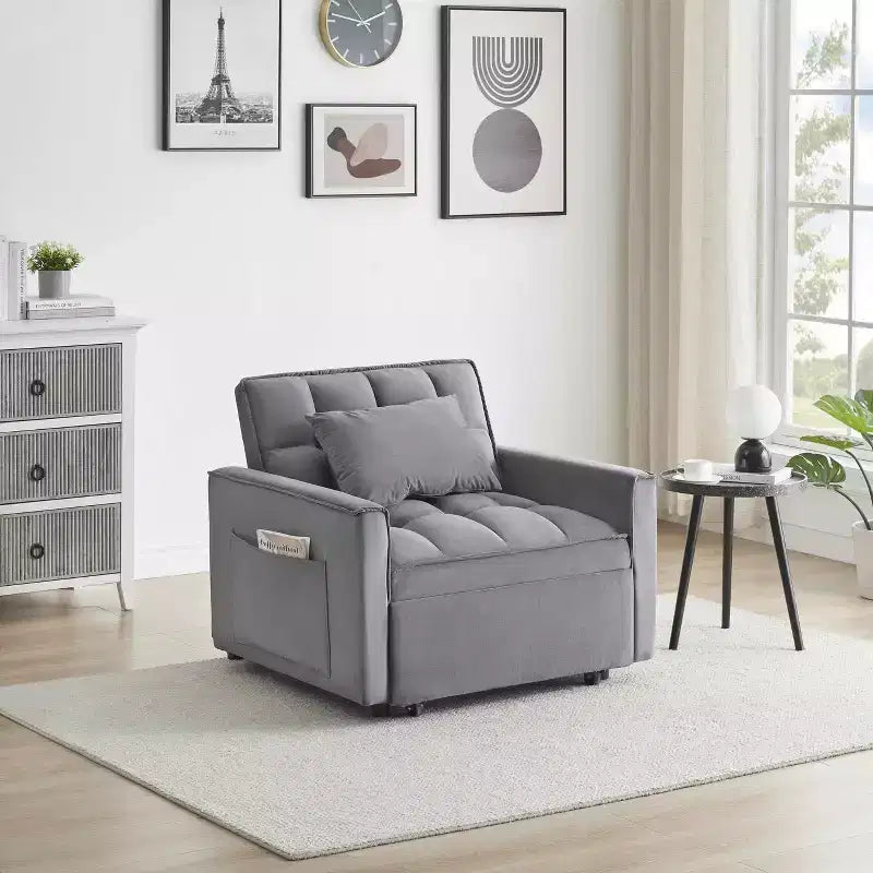 MAYEERTY Sofa Bed CHair 3 in 1 Convertible Single Recliner Suitable for Small Spaces with Adjustable Back Black
