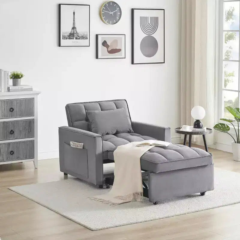 MAYEERTY Canapé-Lit Fauteuil Convertible 3 en 1, Relax Simple Adapté aux Petits Espaces avec Dossier Réglable, Noir