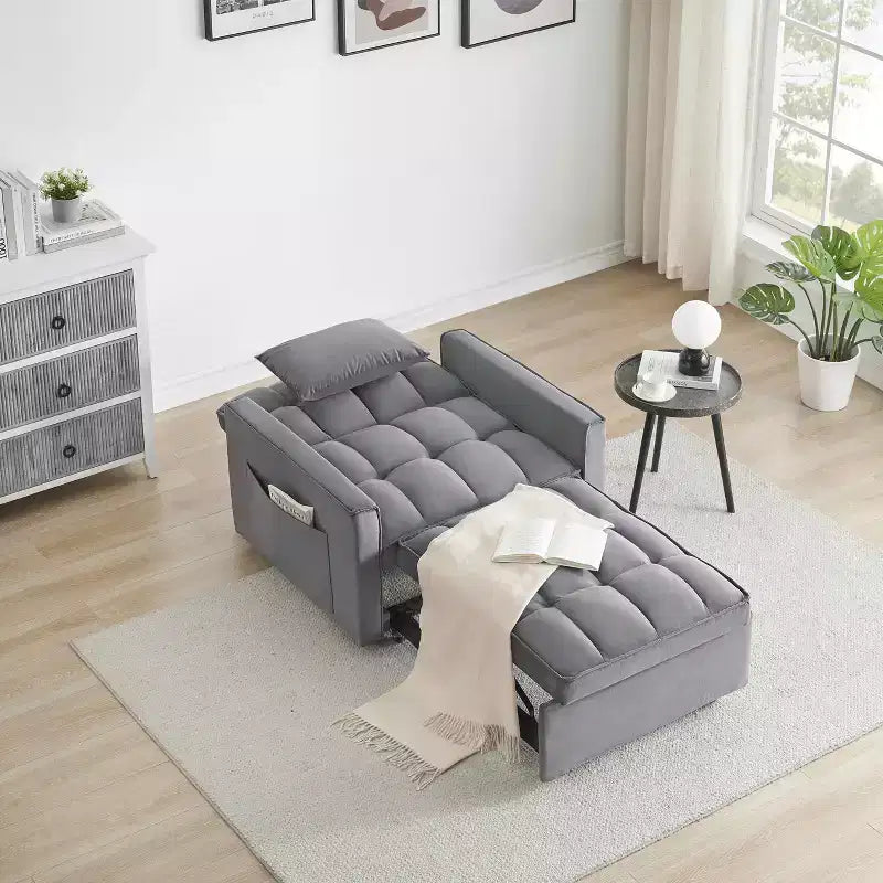 MAYEERTY Canapé-Lit Fauteuil Convertible 3 en 1, Relax Simple Adapté aux Petits Espaces avec Dossier Réglable, Noir