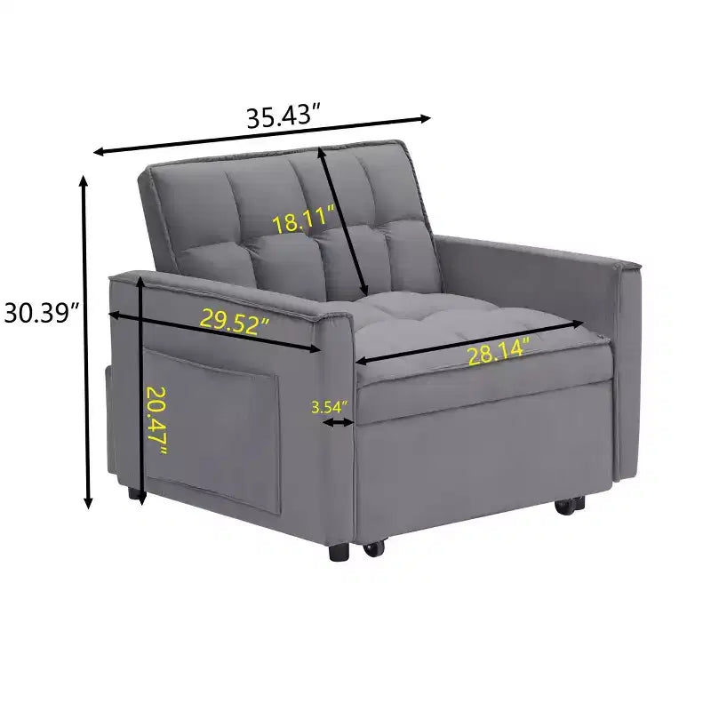 MAYEERTY Canapé-Lit Fauteuil Convertible 3 en 1, Relax Simple Adapté aux Petits Espaces avec Dossier Réglable, Noir