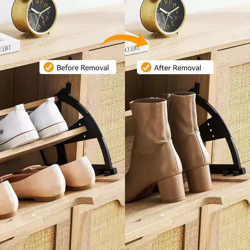 Meuble à chaussures en rotin 39,4 po avec tiroirs abattants, rangement 4 portes avec étagères réglables, peut contenir jusqu'à 20 paires