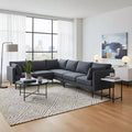 Homy Casa 106 L-Shaped Sectional Sofa, 6-Seat Modern Linen Fabric Couch with Metal Legs and 2 Pillows, Corner Living Room Seating, Dark Gray
