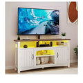 Farmhouse TV Stand with Mount for 70 Inch TV ,LED Entertainment Center with Storage & Power Outlets for Living Room