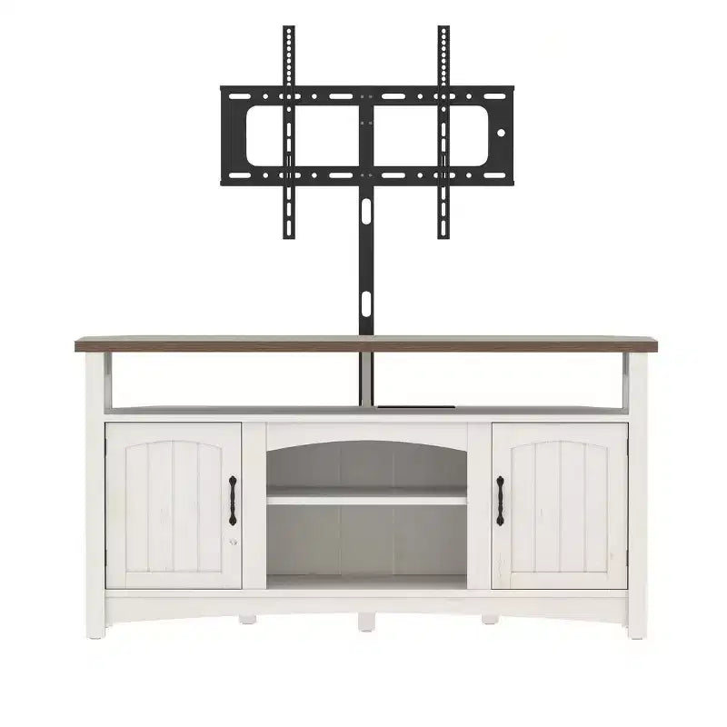 Meuble TV de ferme avec support pour téléviseur de 70 pouces, centre de divertissement LED avec rangement et prises de courant pour salon