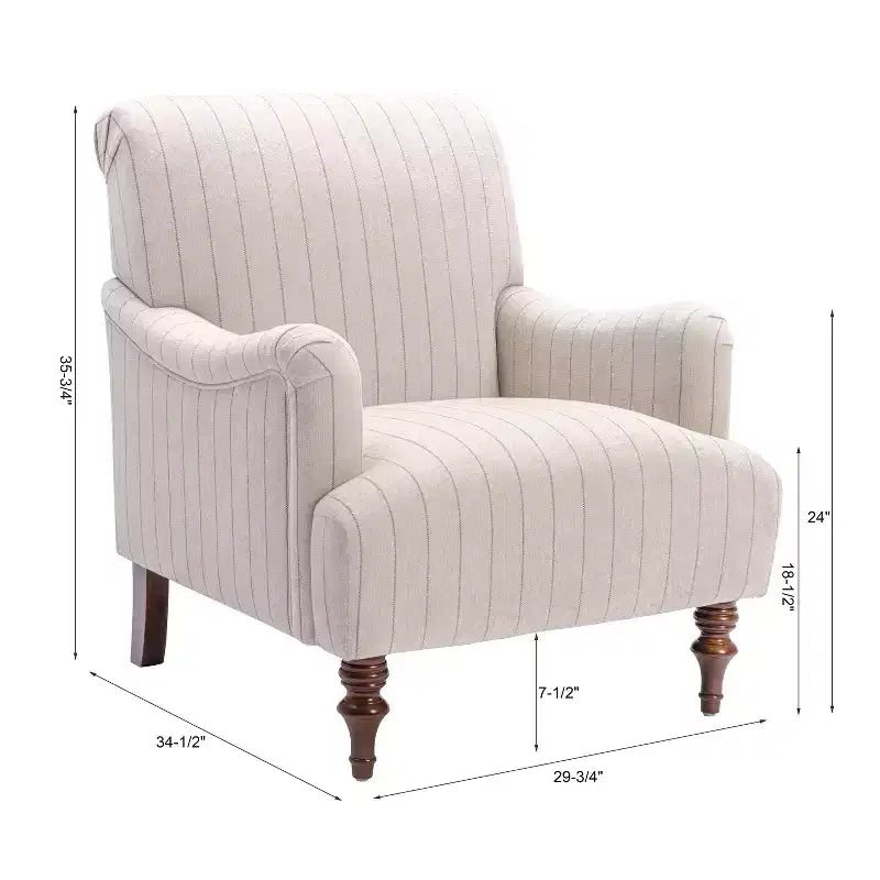 Fauteuil rayé contemporain en tissu Marwick de GDFStudio