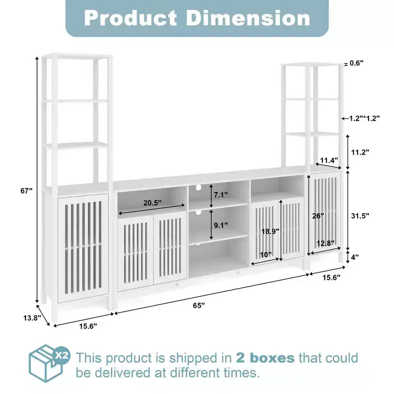 Meuble TV de ferme rustique pour téléviseurs jusqu'à 70 pouces, centre de divertissement multifonctionnel avec étagères et armoire de rangement, console multimédia polyvalente