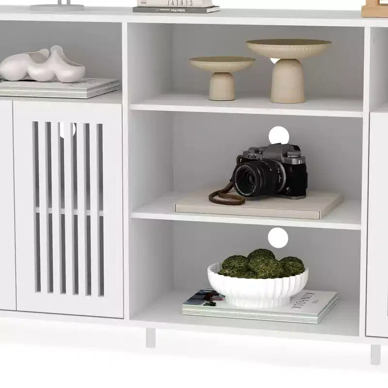 Meuble TV de ferme rustique pour téléviseurs jusqu'à 70 pouces, centre de divertissement multifonctionnel avec étagères et armoire de rangement, console multimédia polyvalente