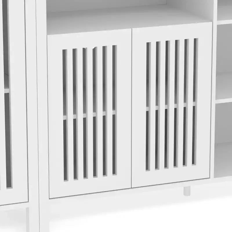 Meuble TV de ferme rustique pour téléviseurs jusqu'à 70 pouces, centre de divertissement multifonctionnel avec étagères et armoire de rangement, console multimédia polyvalente