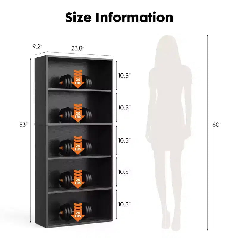 TUYOHW Étagère à Livres Moderne à 5/6 Niveaux avec Dispositif Anti-Basculement, Bibliothèque de Rangement en MDF Effet Bois pour Chambre, Salon et Bureau à Domicile