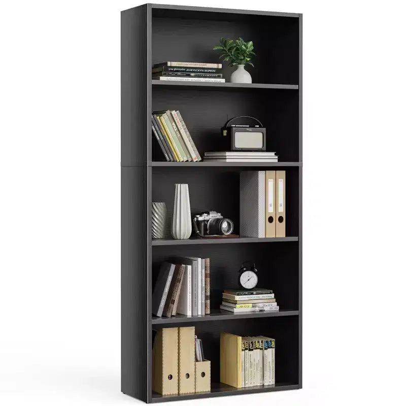 TUYOHW Modern 5/6-Tier Bookshelf with Anti-Tip Design,MDF Wood Grain Storage Bookcase for Bedroom,Living Room & Home Office
