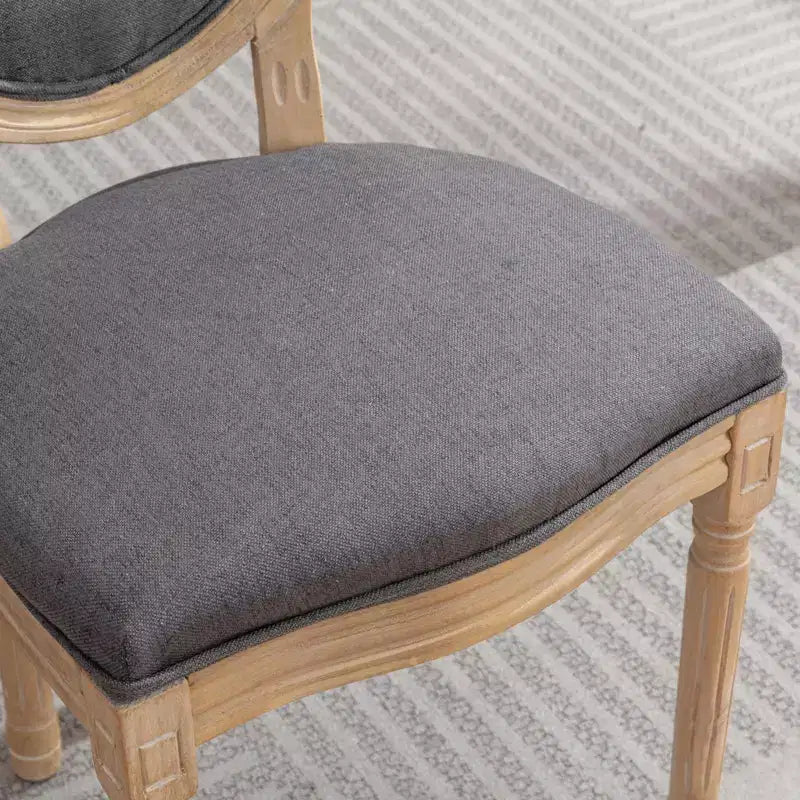 TUYOHW 2 chaises de salle à manger de style français, chaises King Louis élégantes en lin doux pour salle à manger, pieds en bois d'hévéa massif, charge maximale 136 kg