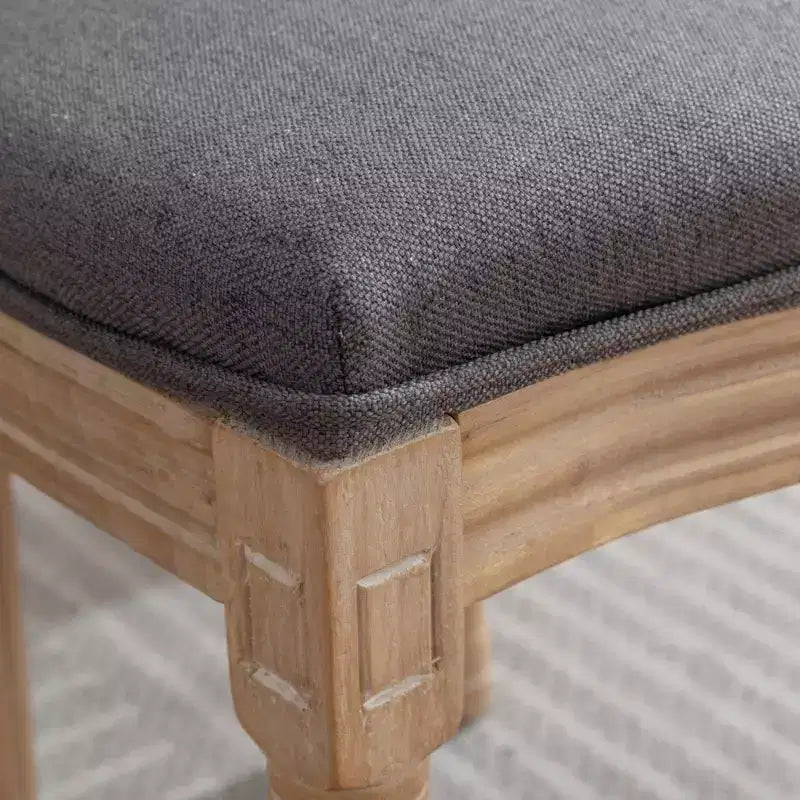 TUYOHW 2 chaises de salle à manger de style français, chaises King Louis élégantes en lin doux pour salle à manger, pieds en bois d'hévéa massif, charge maximale 136 kg