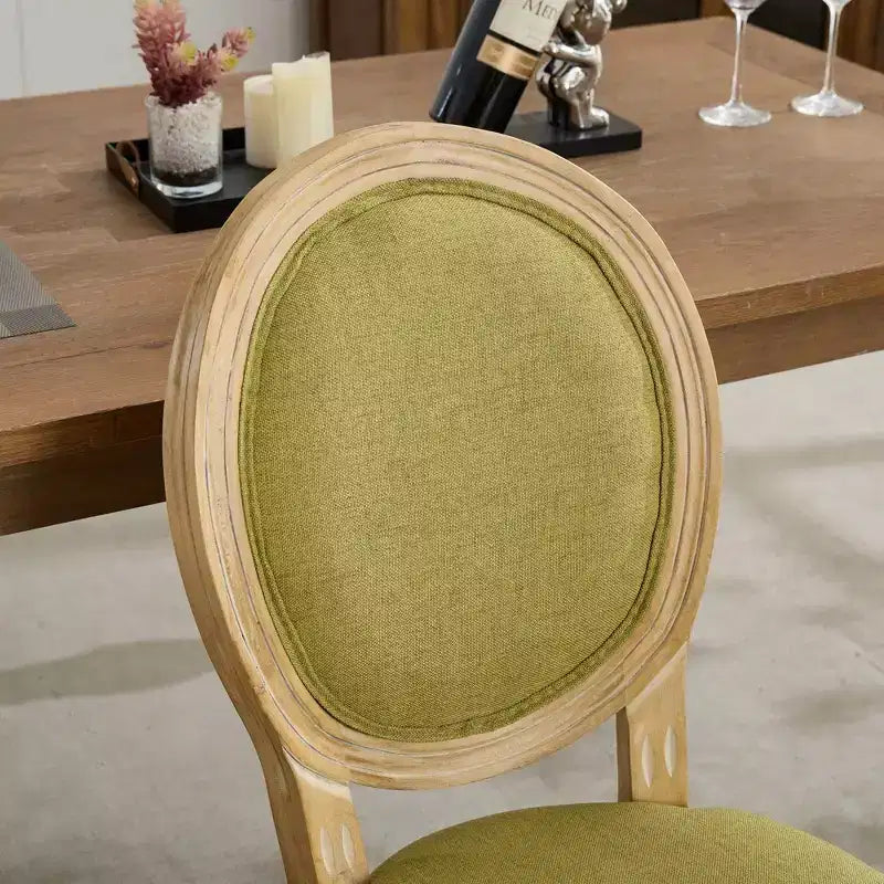 TUYOHW 2 chaises de salle à manger de style français, chaises King Louis élégantes en lin doux pour salle à manger, pieds en bois d'hévéa massif, charge maximale 136 kg