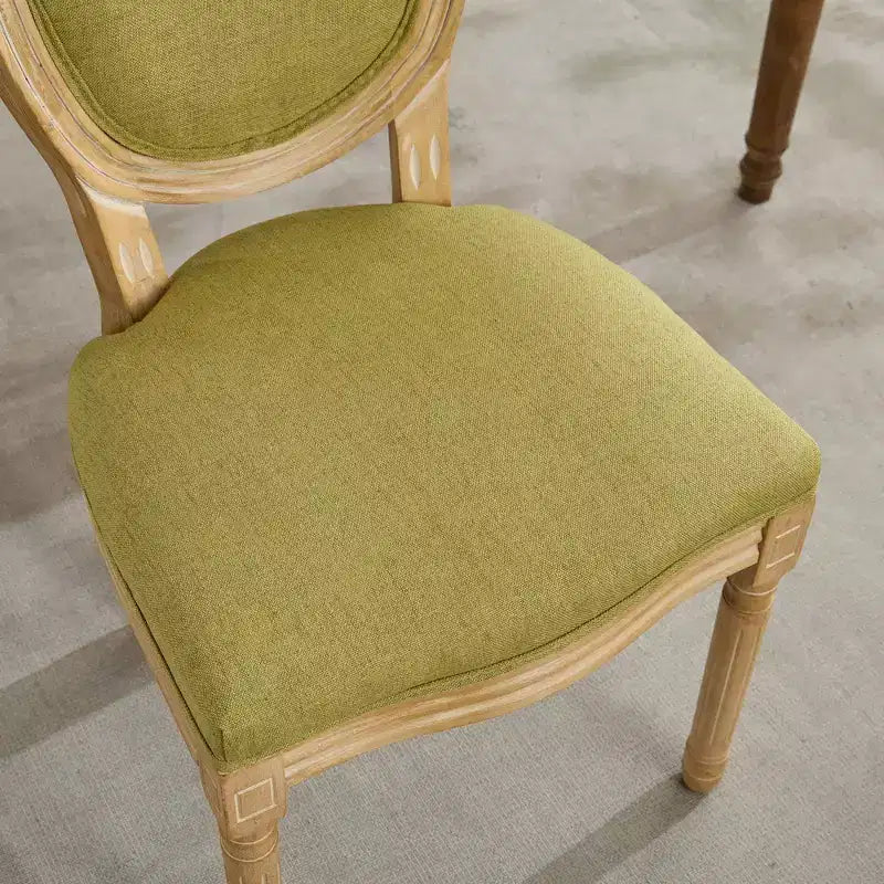 TUYOHW 2 chaises de salle à manger de style français, chaises King Louis élégantes en lin doux pour salle à manger, pieds en bois d'hévéa massif, charge maximale 136 kg