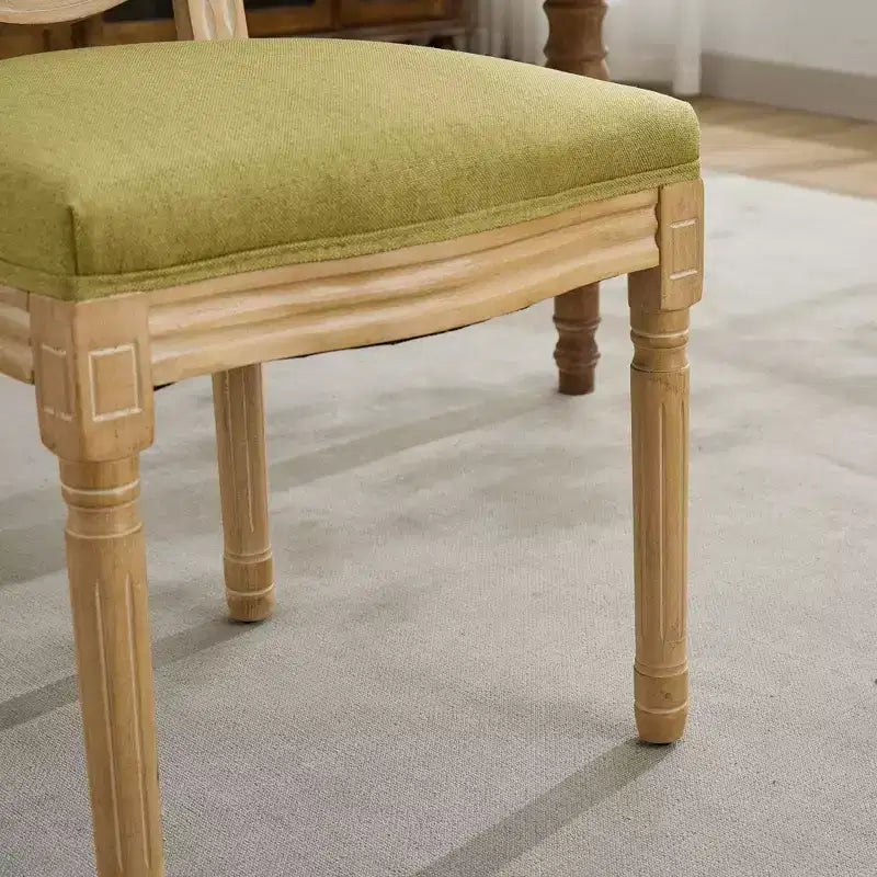 TUYOHW 2 chaises de salle à manger de style français, chaises King Louis élégantes en lin doux pour salle à manger, pieds en bois d'hévéa massif, charge maximale 136 kg