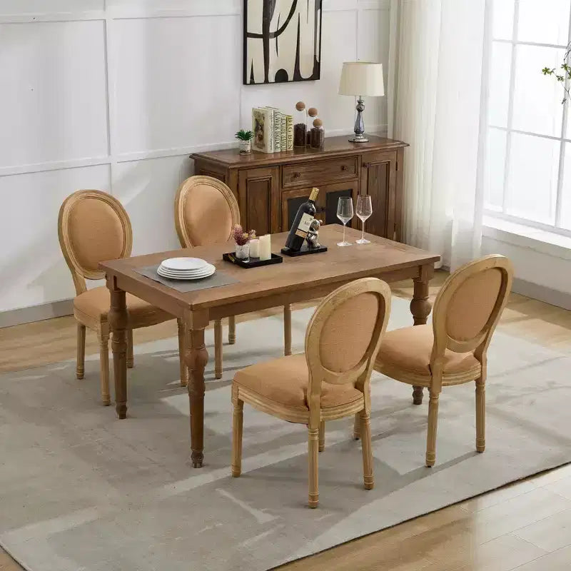 TUYOHW 2 chaises de salle à manger de style français, chaises King Louis élégantes en lin doux pour salle à manger, pieds en bois d'hévéa massif, charge maximale 136 kg