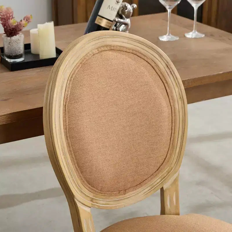 TUYOHW 2 chaises de salle à manger de style français, chaises King Louis élégantes en lin doux pour salle à manger, pieds en bois d'hévéa massif, charge maximale 136 kg