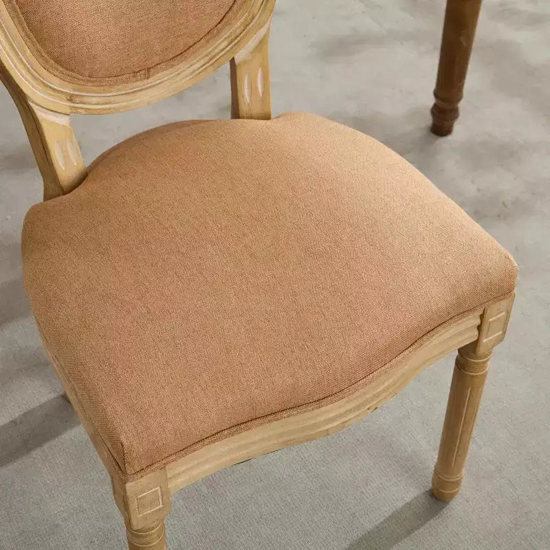 TUYOHW 2 chaises de salle à manger de style français, chaises King Louis élégantes en lin doux pour salle à manger, pieds en bois d'hévéa massif, charge maximale 136 kg