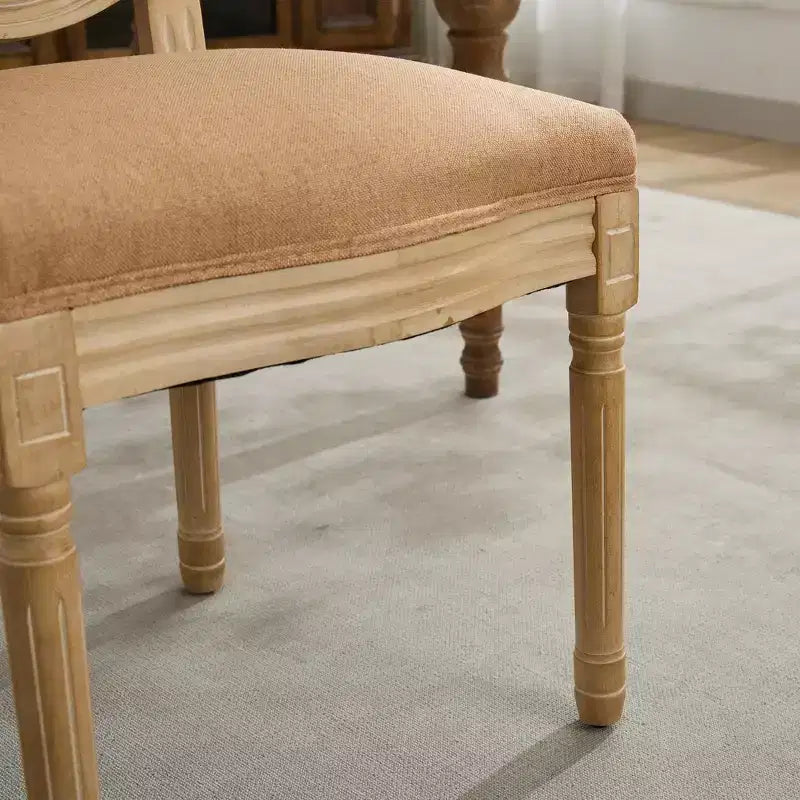 TUYOHW 2 chaises de salle à manger de style français, chaises King Louis élégantes en lin doux pour salle à manger, pieds en bois d'hévéa massif, charge maximale 136 kg