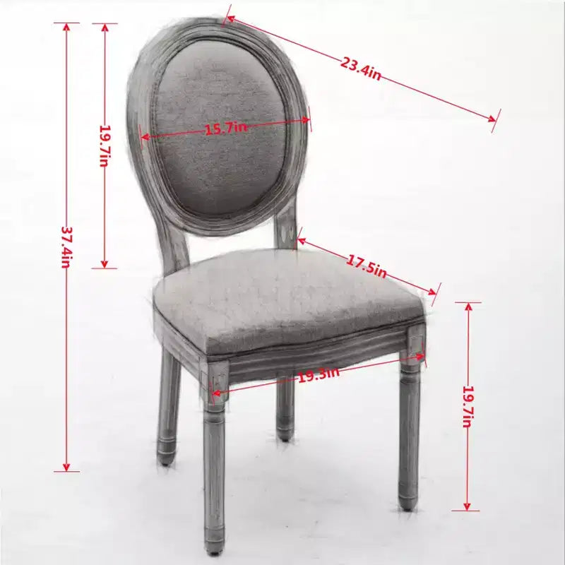 TUYOHW 2 chaises de salle à manger de style français, chaises King Louis élégantes en lin doux pour salle à manger, pieds en bois d'hévéa massif, charge maximale 136 kg