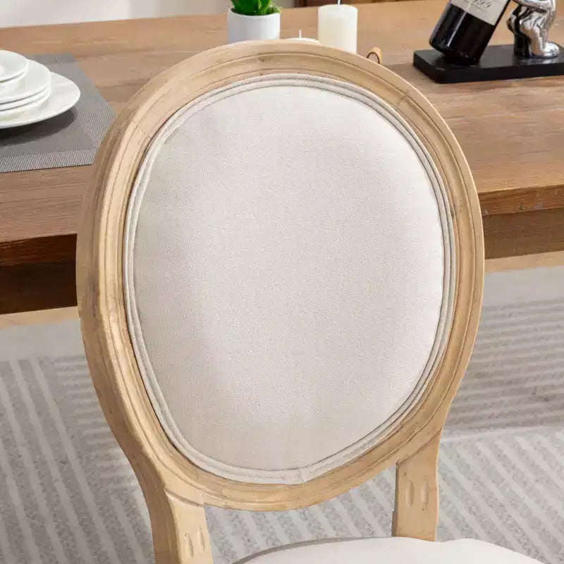 TUYOHW 2 chaises de salle à manger de style français, chaises King Louis élégantes en lin doux pour salle à manger, pieds en bois d'hévéa massif, charge maximale 136 kg