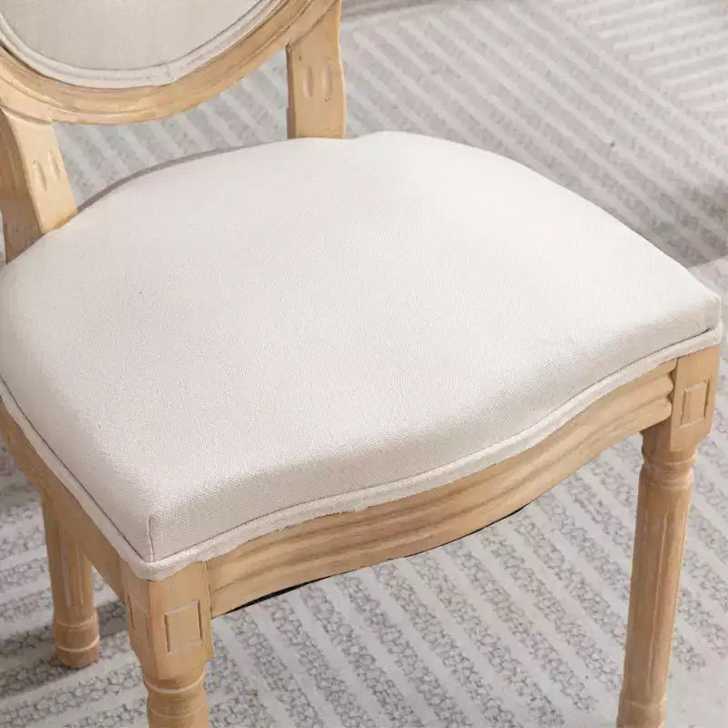 TUYOHW 2 chaises de salle à manger de style français, chaises King Louis élégantes en lin doux pour salle à manger, pieds en bois d'hévéa massif, charge maximale 136 kg
