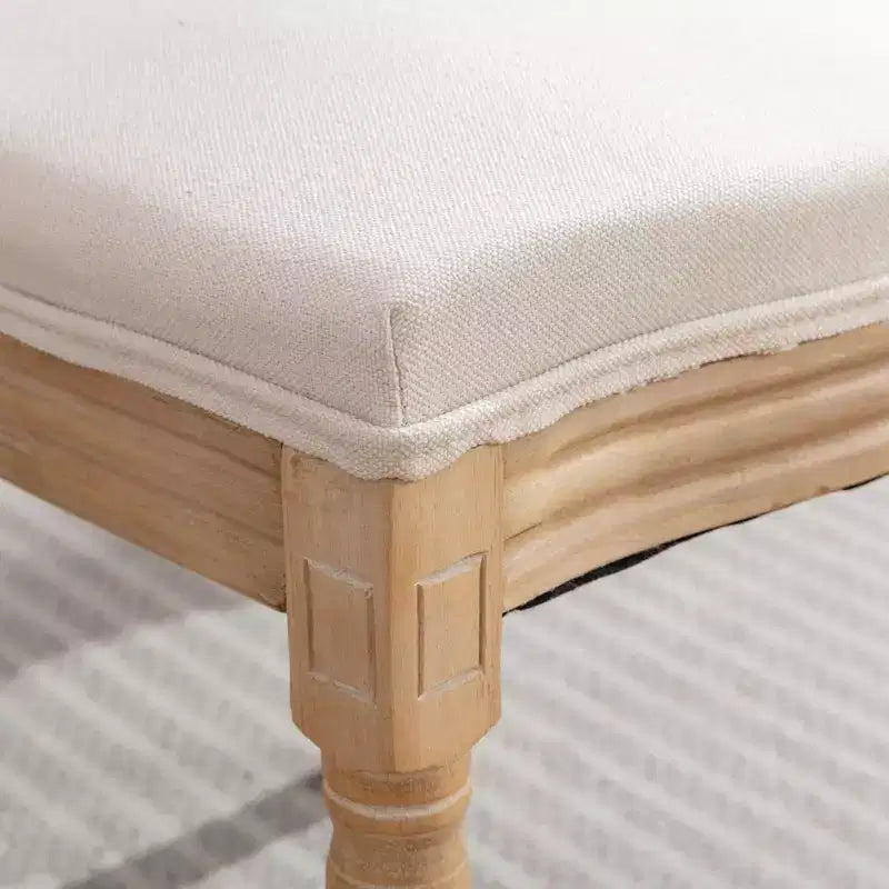 TUYOHW 2 chaises de salle à manger de style français, chaises King Louis élégantes en lin doux pour salle à manger, pieds en bois d'hévéa massif, charge maximale 136 kg
