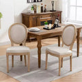 TUYOHW 2Pcs French Style Dining Chairs,Soft Linen King Louis Chairs Elegant Side Chairs for Dining Room,Solid Rubberwood Legs,300lbs Max