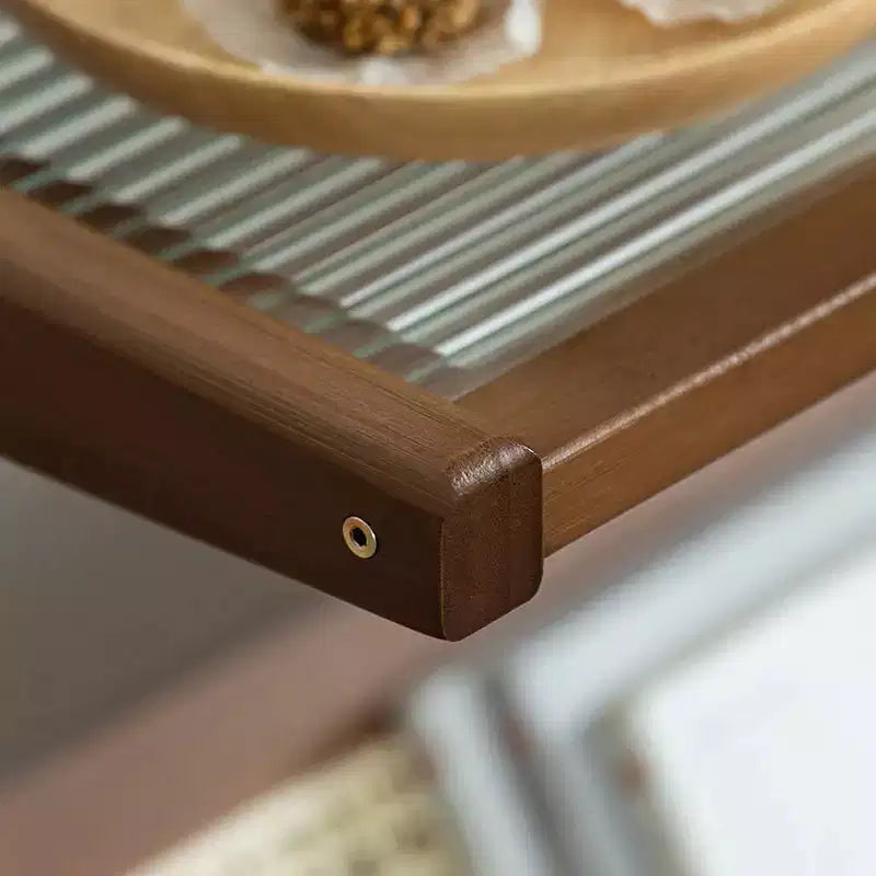 JVNOXK 17.7 inch Table de Chevet en Rotin, Tables d'Appoint en Bambou, Tables Basses en Verre, Table d'Extrémité Bohème avec Rangement pour Petit Espace Marron