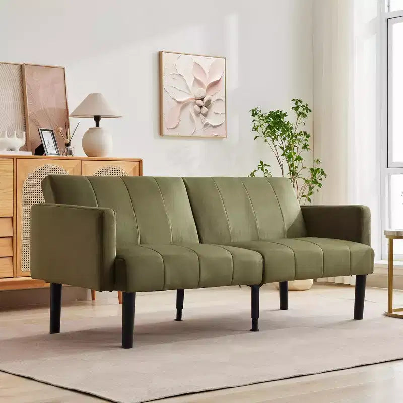 Canapé-lit futon convertible, canapé-lit pliant réglable en lin flanelle, canapé futon moderne du milieu du siècle, canapés confortables pour le salon