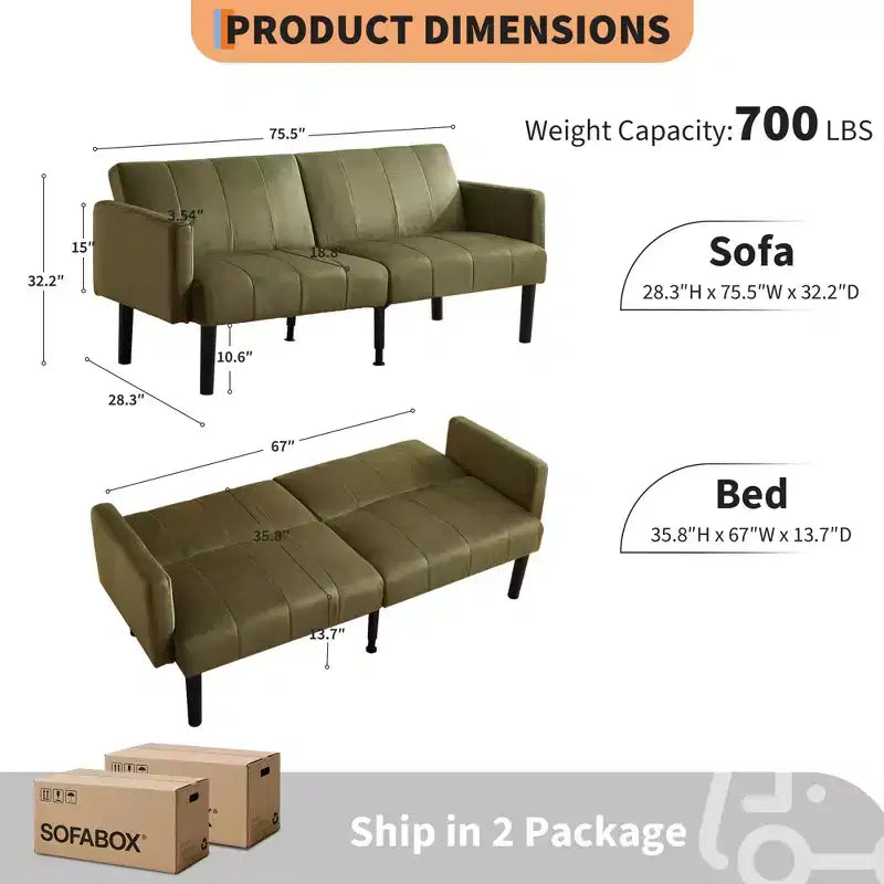 Canapé-lit futon convertible, canapé-lit pliant réglable en lin flanelle, canapé futon moderne du milieu du siècle, canapés confortables pour le salon