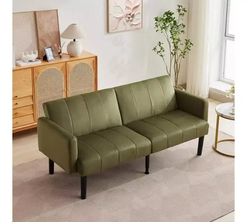 Canapé-lit futon convertible, canapé-lit pliant réglable en lin flanelle, canapé futon moderne du milieu du siècle, canapés confortables pour le salon