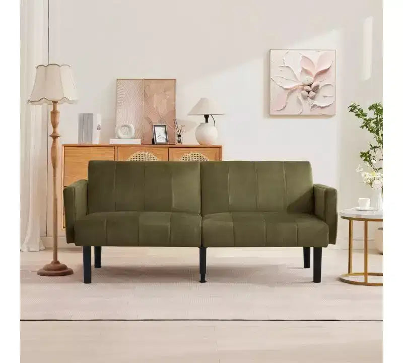 Canapé-lit futon convertible, canapé-lit pliant réglable en lin flanelle, canapé futon moderne du milieu du siècle, canapés confortables pour le salon