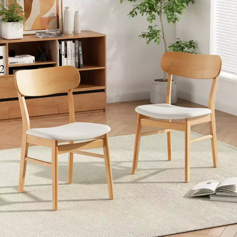 Set of 2 Wood Dining Chairs with Upholstered Seats, Modern Accent Chairs Kitchen Chairs for Dining Room or Living Room-Panipeachy