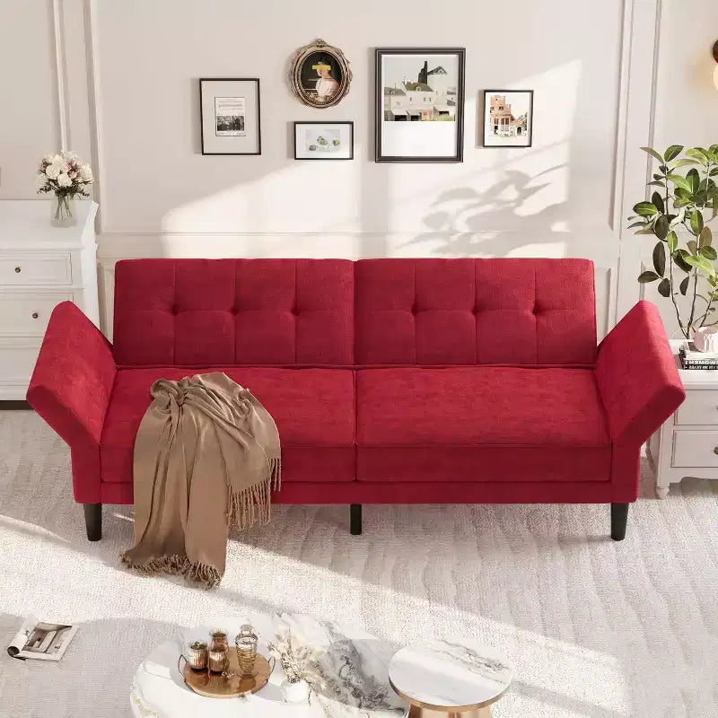 Canapé convertible, lit de repos avec assise profonde et accoudoir à dossier réglable pour salon de maison