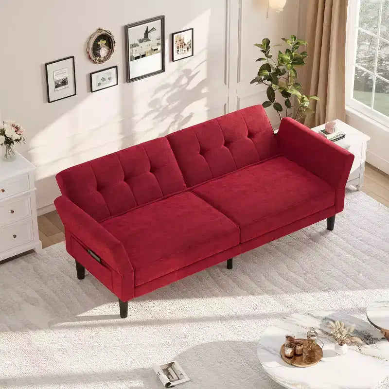 Canapé convertible, lit de repos avec assise profonde et accoudoir à dossier réglable pour salon de maison