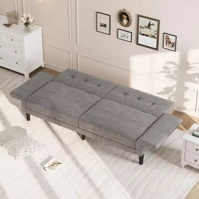 Canapé convertible, lit de repos avec assise profonde et accoudoir à dossier réglable pour salon de maison