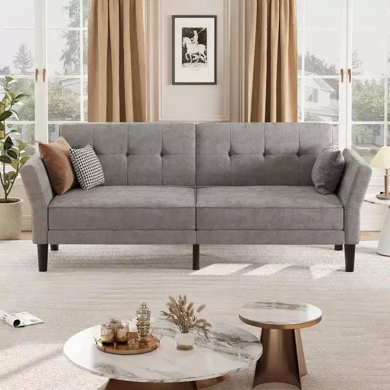 Sofa Bed, Couch Bed with Deep Seat with Adjustable Backrest Armrest for Home Living Room
