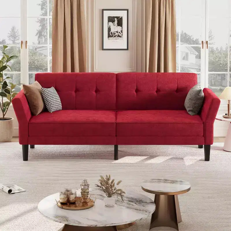Canapé convertible, lit de repos avec assise profonde et accoudoir à dossier réglable pour salon de maison