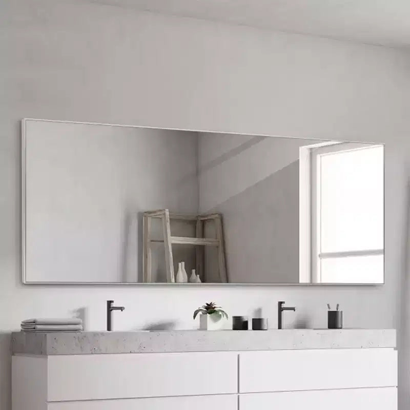 MAYEERTY Miroir rectangulaire en alliage d'aluminium à bords fins de 60 x 180 cm avec support, pour décoration murale de salon et de chambre