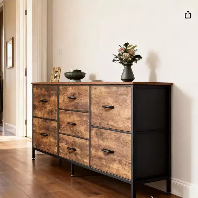 Commode TUYOHW 47 tiroirs pour chambre, commode large avec 7 tiroirs en tissu, meuble TV robuste pour TV 60 pouces, organisateur de rangement de jouets pour chambre