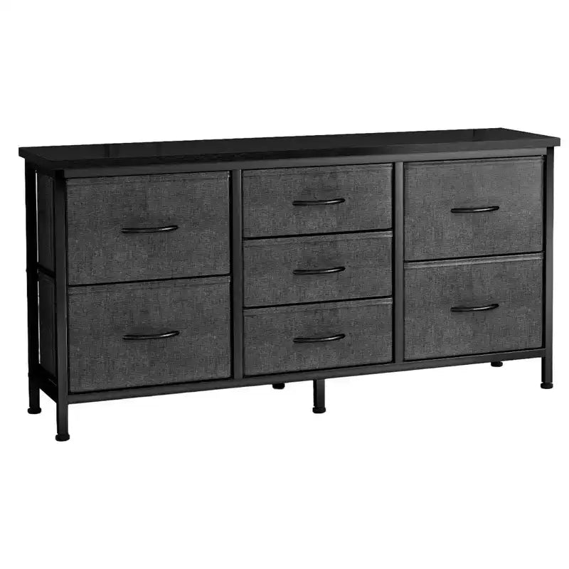 Commode TUYOHW 47 tiroirs pour chambre, commode large avec 7 tiroirs en tissu, meuble TV robuste pour TV 60 pouces, organisateur de rangement de jouets pour chambre