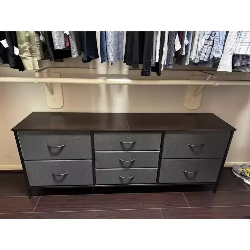 Commode TUYOHW 47 tiroirs pour chambre, commode large avec 7 tiroirs en tissu, meuble TV robuste pour TV 60 pouces, organisateur de rangement de jouets pour chambre
