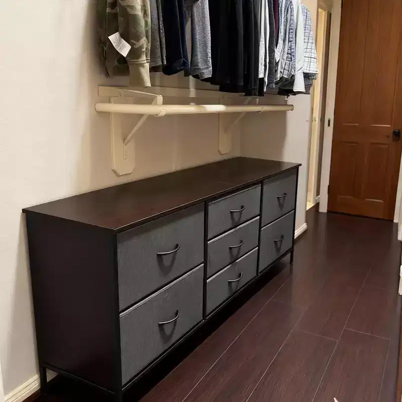 Commode TUYOHW 47 tiroirs pour chambre, commode large avec 7 tiroirs en tissu, meuble TV robuste pour TV 60 pouces, organisateur de rangement de jouets pour chambre