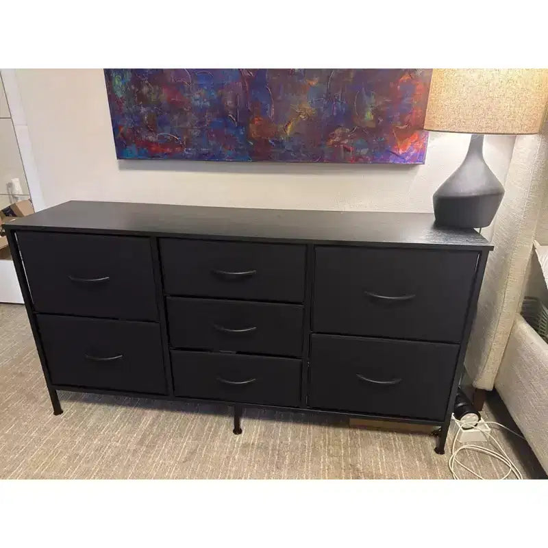 Commode TUYOHW 47 tiroirs pour chambre, commode large avec 7 tiroirs en tissu, meuble TV robuste pour TV 60 pouces, organisateur de rangement de jouets pour chambre